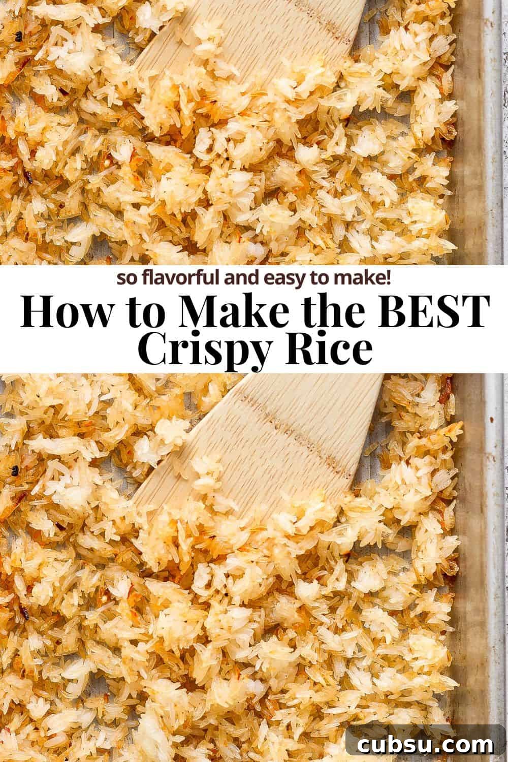 Crispy Oven and Air Fryer Rice: Step-by-Step Guide for Crunchy Rice 14 Pinterest for how to make crispy rice.