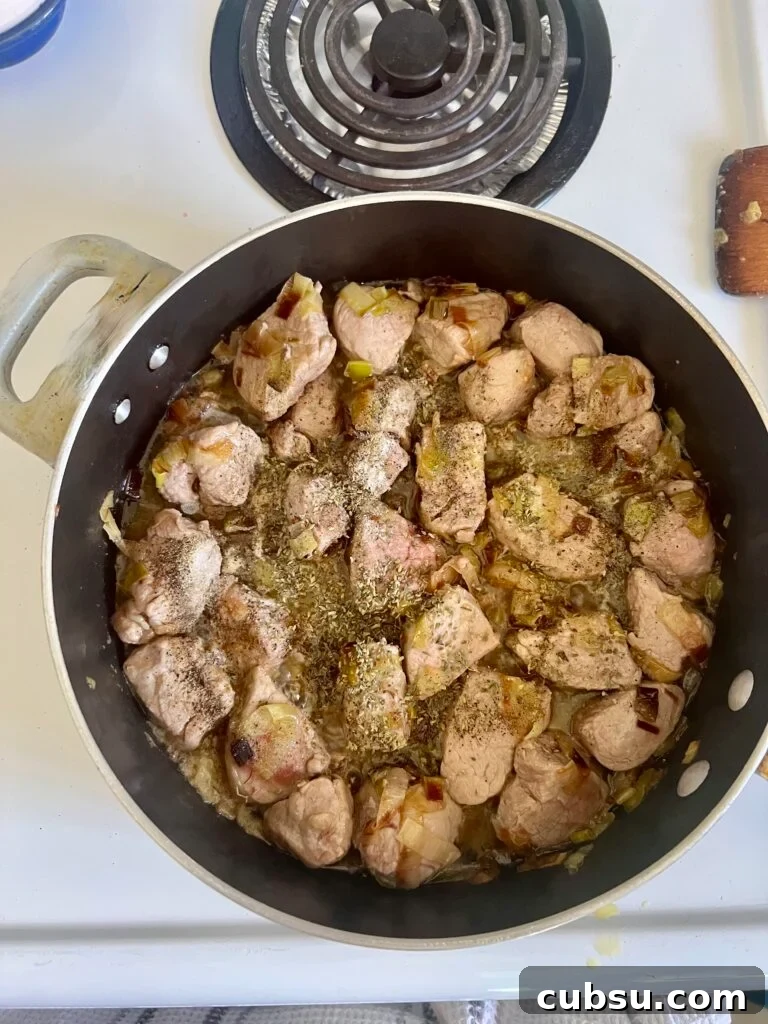 Pork tenderloin with leeks is a rustic Greek recipe known as hirino me praso.