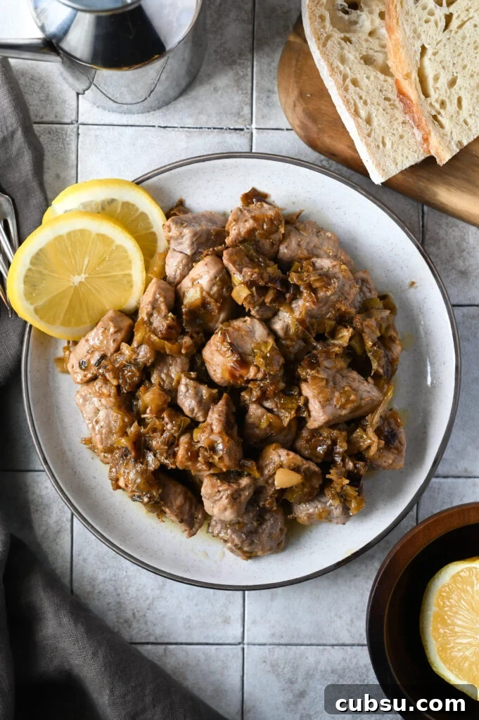 Pork tenderloin with leeks is a rustic Greek recipe known as hirino me praso.