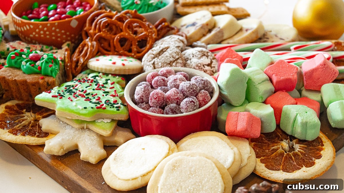 closeup of christmas food boards