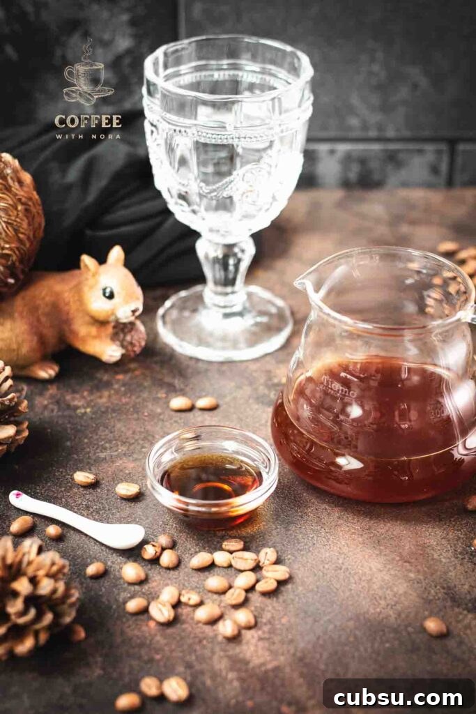 Ingredients maple coffee: freshly brewed coffee (strong) and maple syrup.