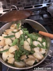 Italian Green Beans and Potatoes in Process