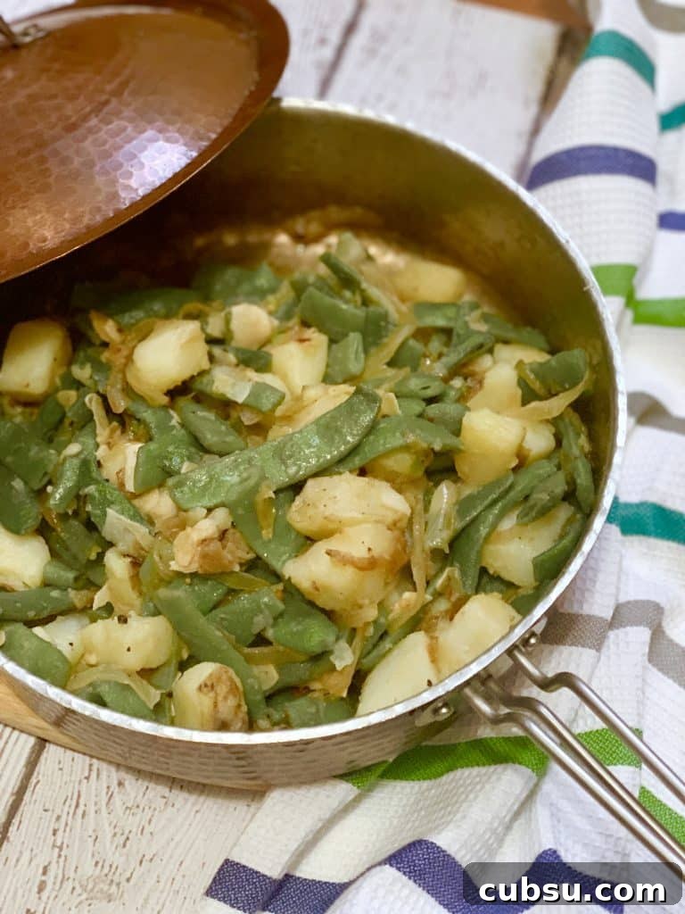 Italian Green Beans and Potatoes Finished in Pan