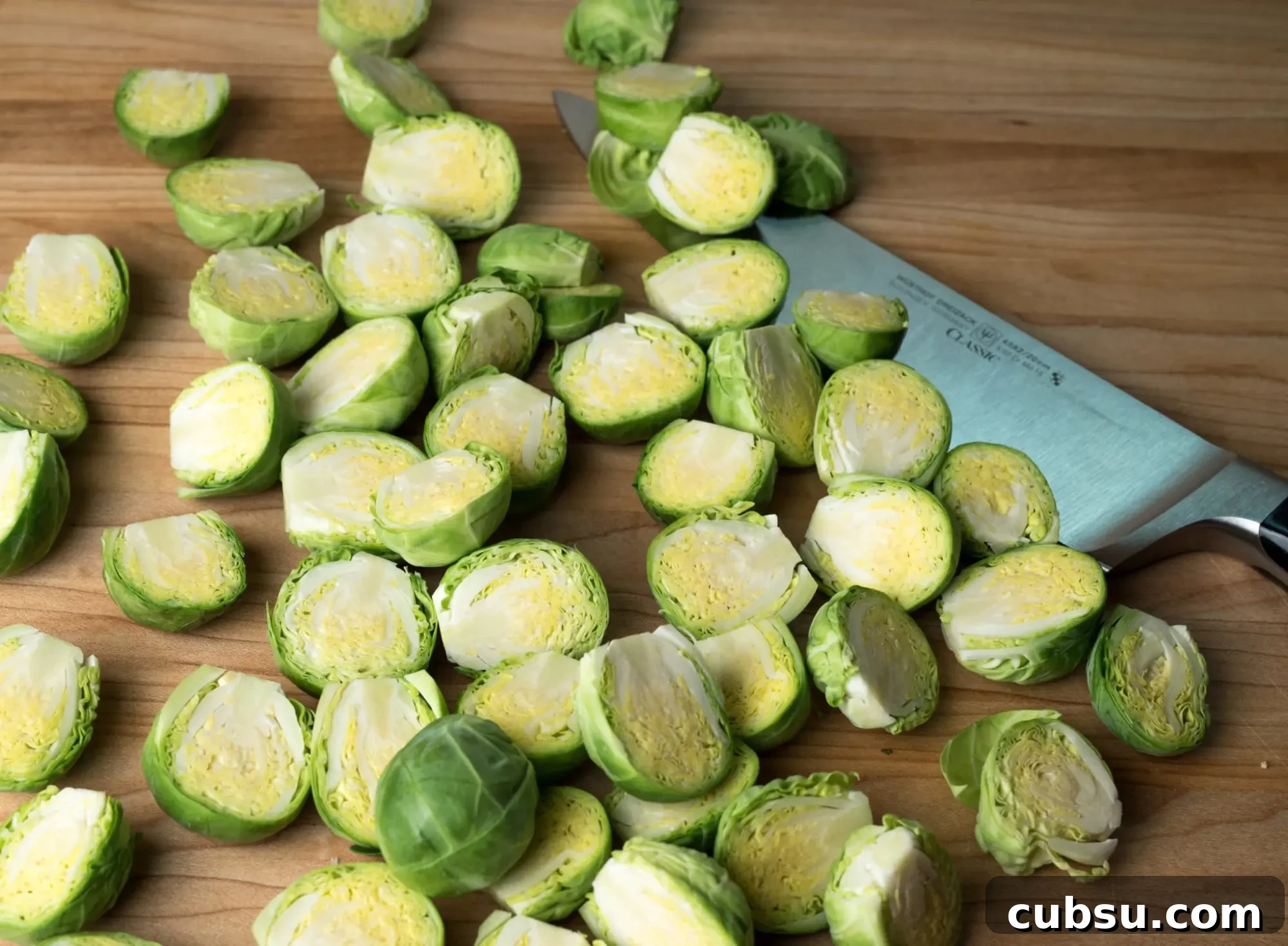 Cut Brussels sprouts