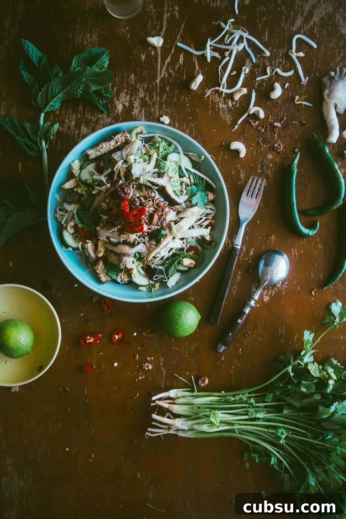 Asian Mushroom Noodle Salad with Sesame-Ginger Dressing 2 Asian mushroom noodle salad recipe