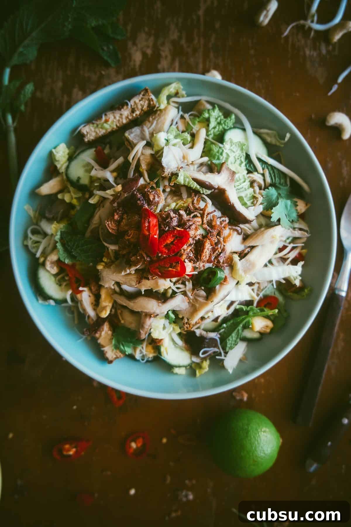 Asian Mushroom Noodle Salad with Sesame-Ginger Dressing 3 Asian mushroom noodle salad recipe