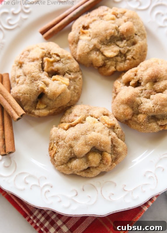 Appledoodle Cookies - An apple version of a snickerdoodle with small pieces of apple and a soft and chewy inside.