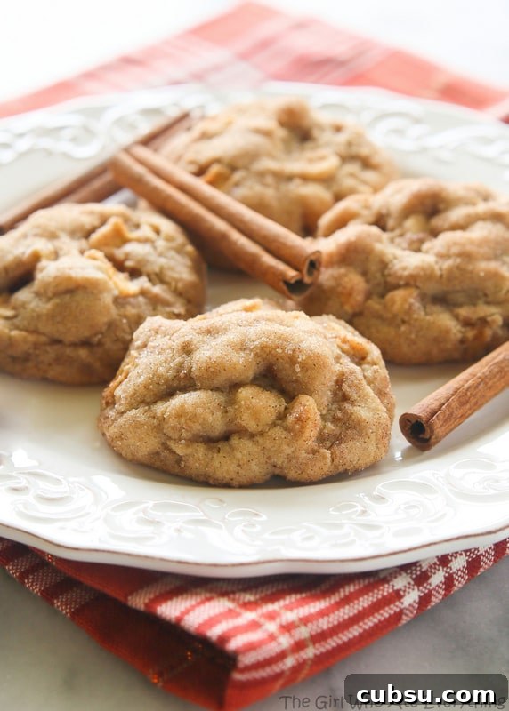 Appledoodle Cookies - An apple version of a snickerdoodle with small pieces of apple and a soft and chewy inside.