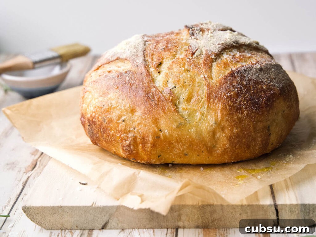 Rosemary Sea Salt Sourdough Bread Recipe for Crispy Crust 6 Rosemary sea salt sourdough fresh out of the oven