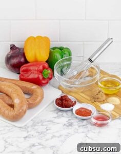 ingredients for Sheet Pan Polish Sausage Sandwich Recipe