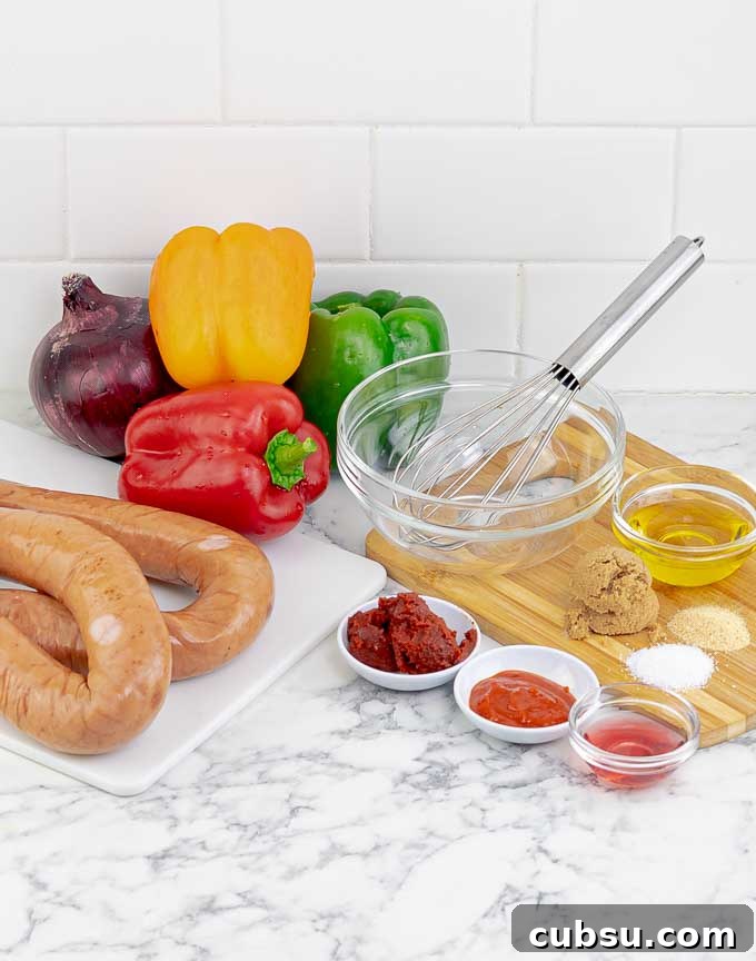 ingredients for Sheet Pan Polish Sausage Sandwich Recipe
