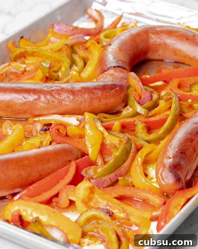 sausages and peppers just finished cooking