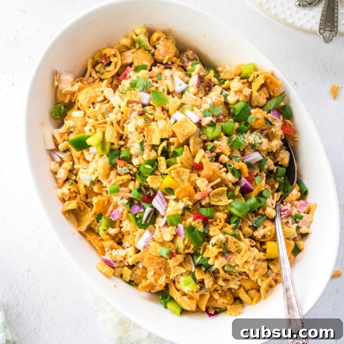 Weekly Meal Plan: Sept 3–9, 2024 – 7-Day Dinners & Prep Guide 14 Overhead view of Fritos salad in a white bowl