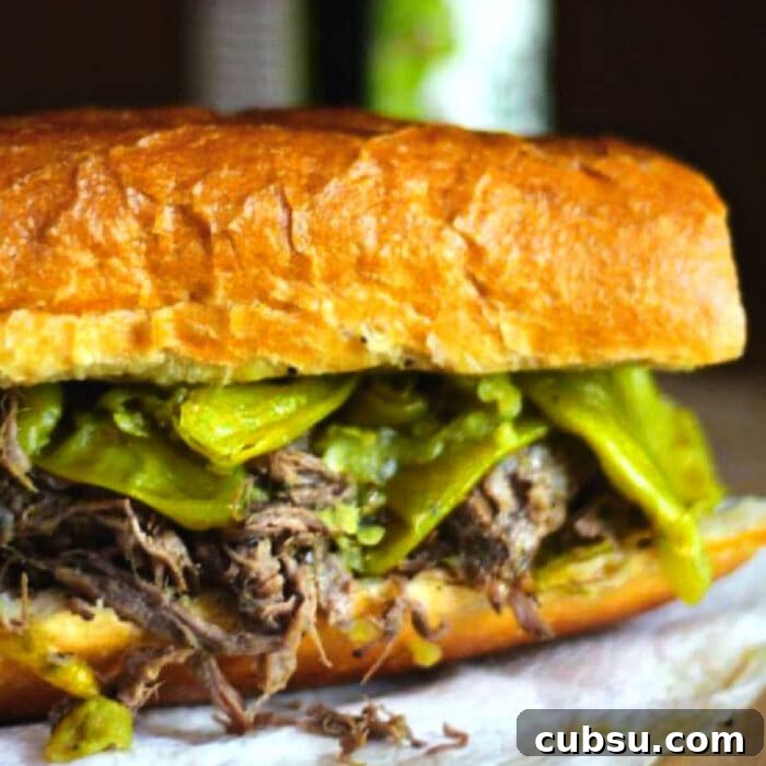 Weekly Meal Plan: Sept 3–9, 2024 – 7-Day Dinners & Prep Guide 17 Closeup of an Italian beef sandwich with peppers.