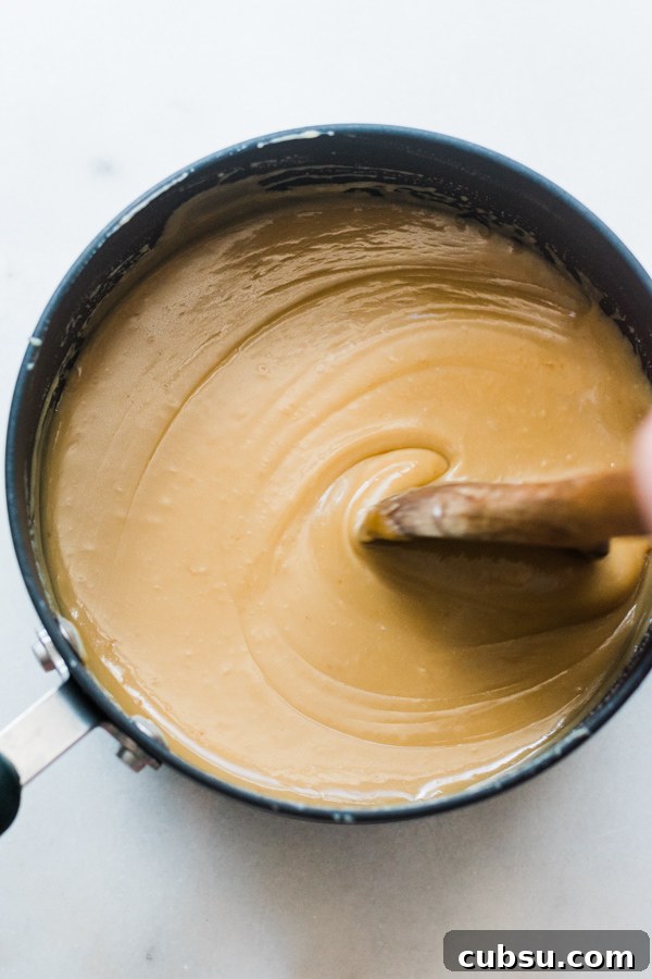 Pot of caramel sauce Pot of caramel sauce