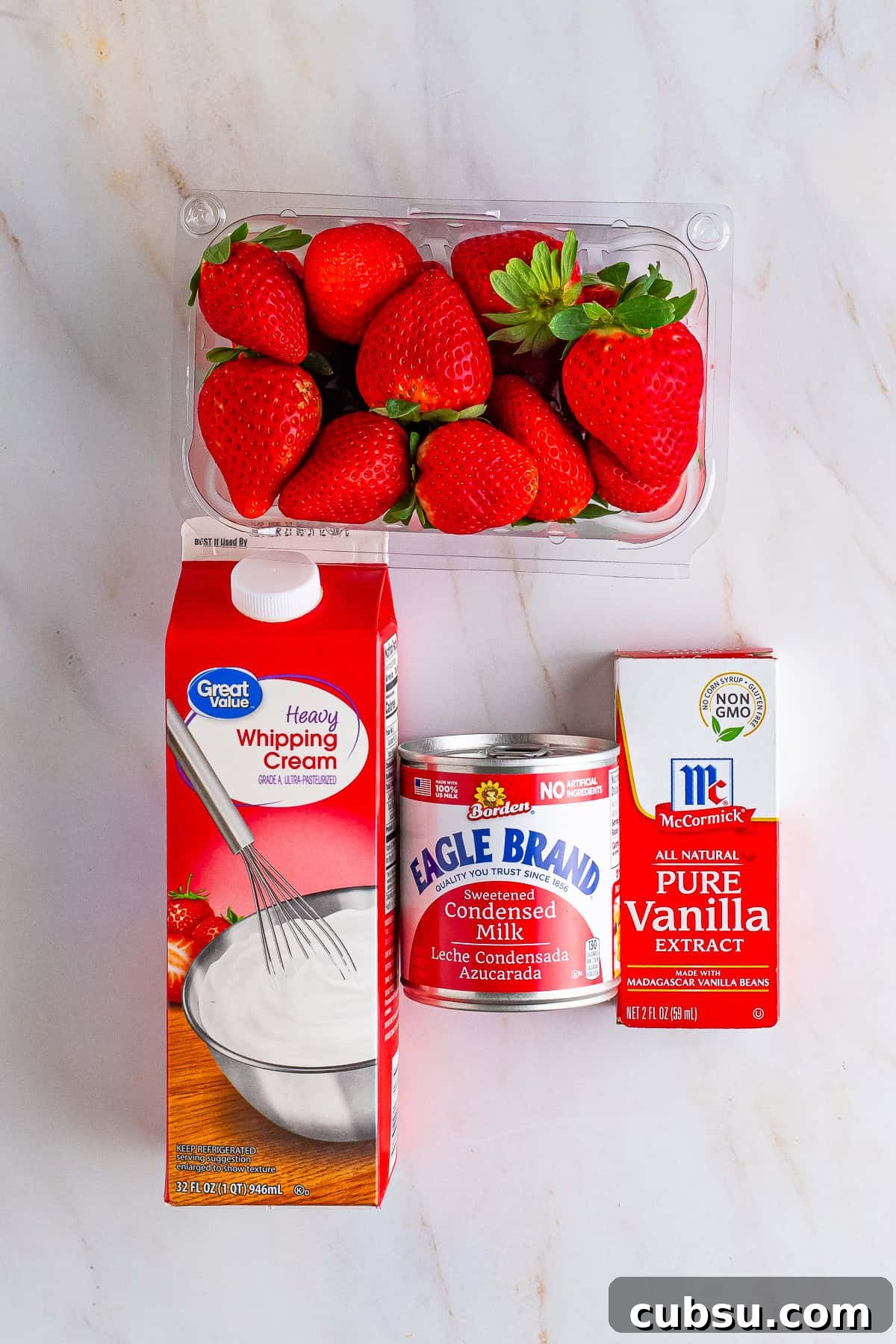 ingredients needed to make Strawberry ice cream