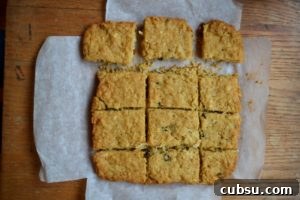 Coconut Raisin Mason Jar Cookies made as bar cookies, cut into serving squares