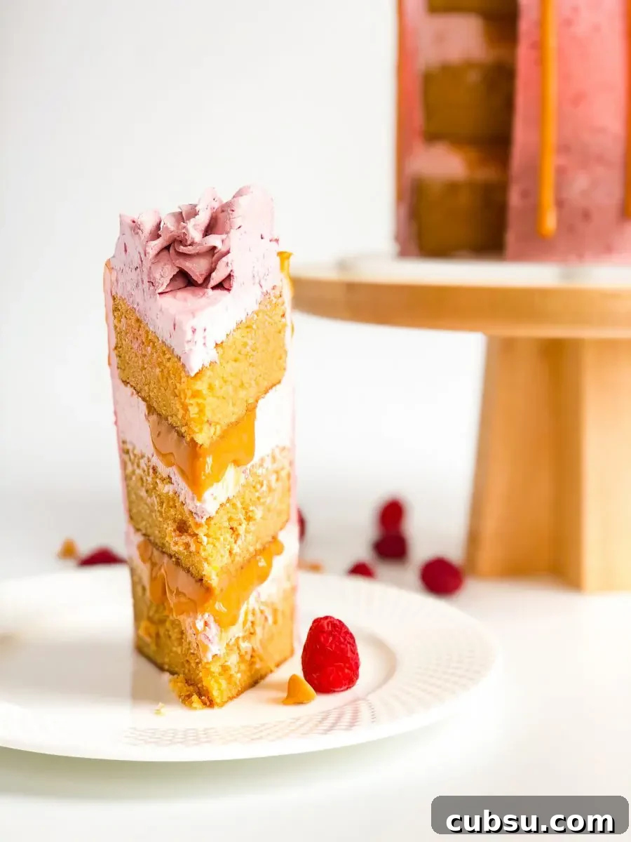 Smoked Butterscotch Cake with Raspberry Glaze: A Decadent Recipe 3 Smoked Butterscotch Cake layers