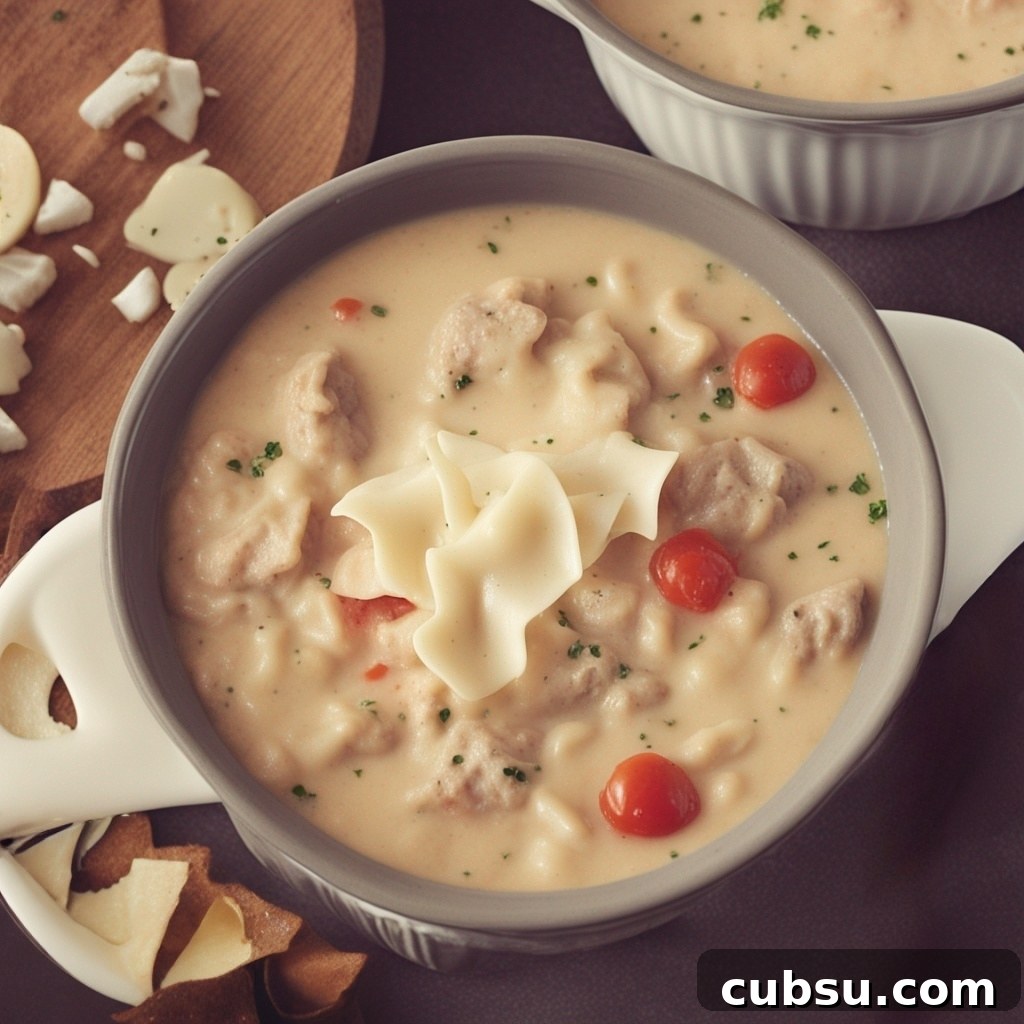 Creamy Alfredo Lasagna Soup Recipe — Rich, Flavorful Comfort 2 Delicious bowl of Creamy Alfredo Lasagna Soup garnished with parsley.
