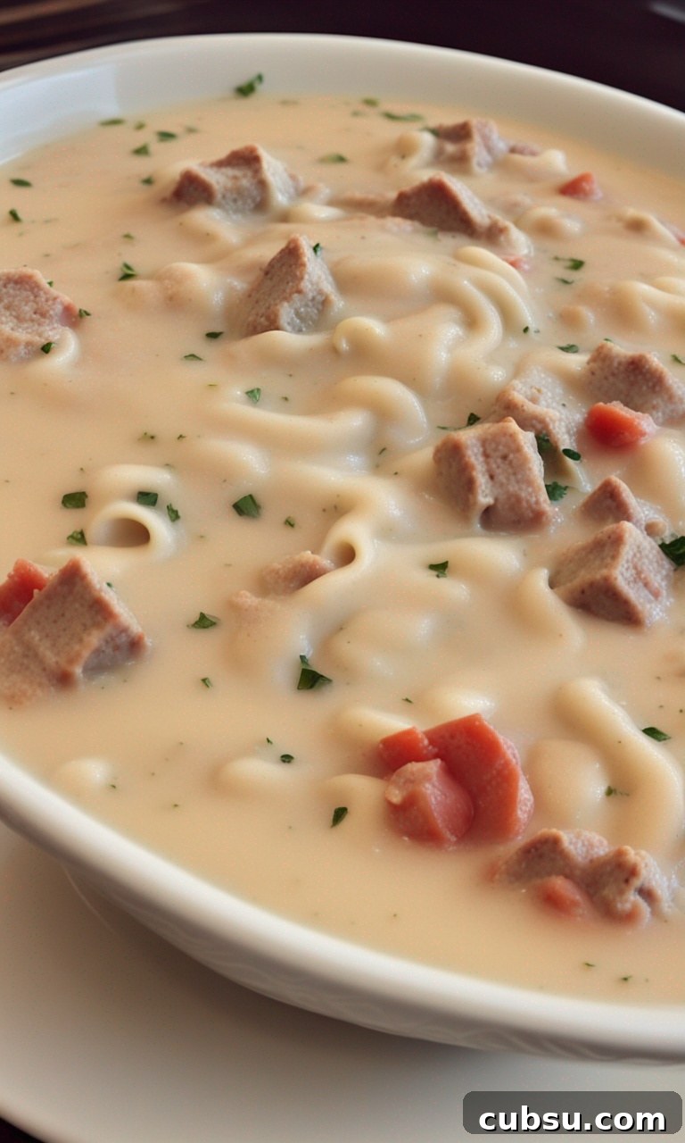 Creamy Alfredo Lasagna Soup Recipe — Rich, Flavorful Comfort 3 Final garnishing of Alfredo Lasagna Soup with Parmesan cheese.