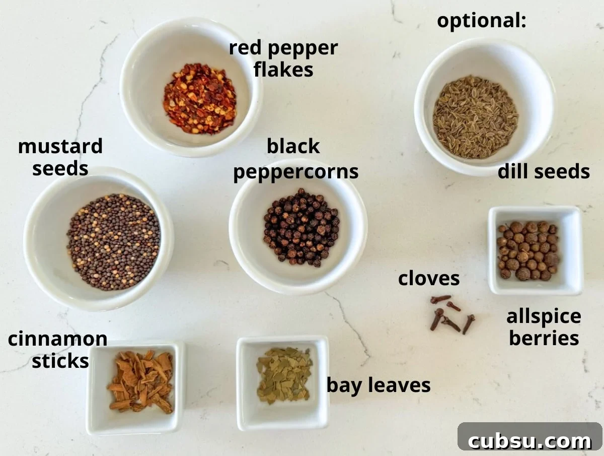 Customizable Pickling Spice Blend Recipe for Every Jar 3 pickling spice recipe ingredients on marble background