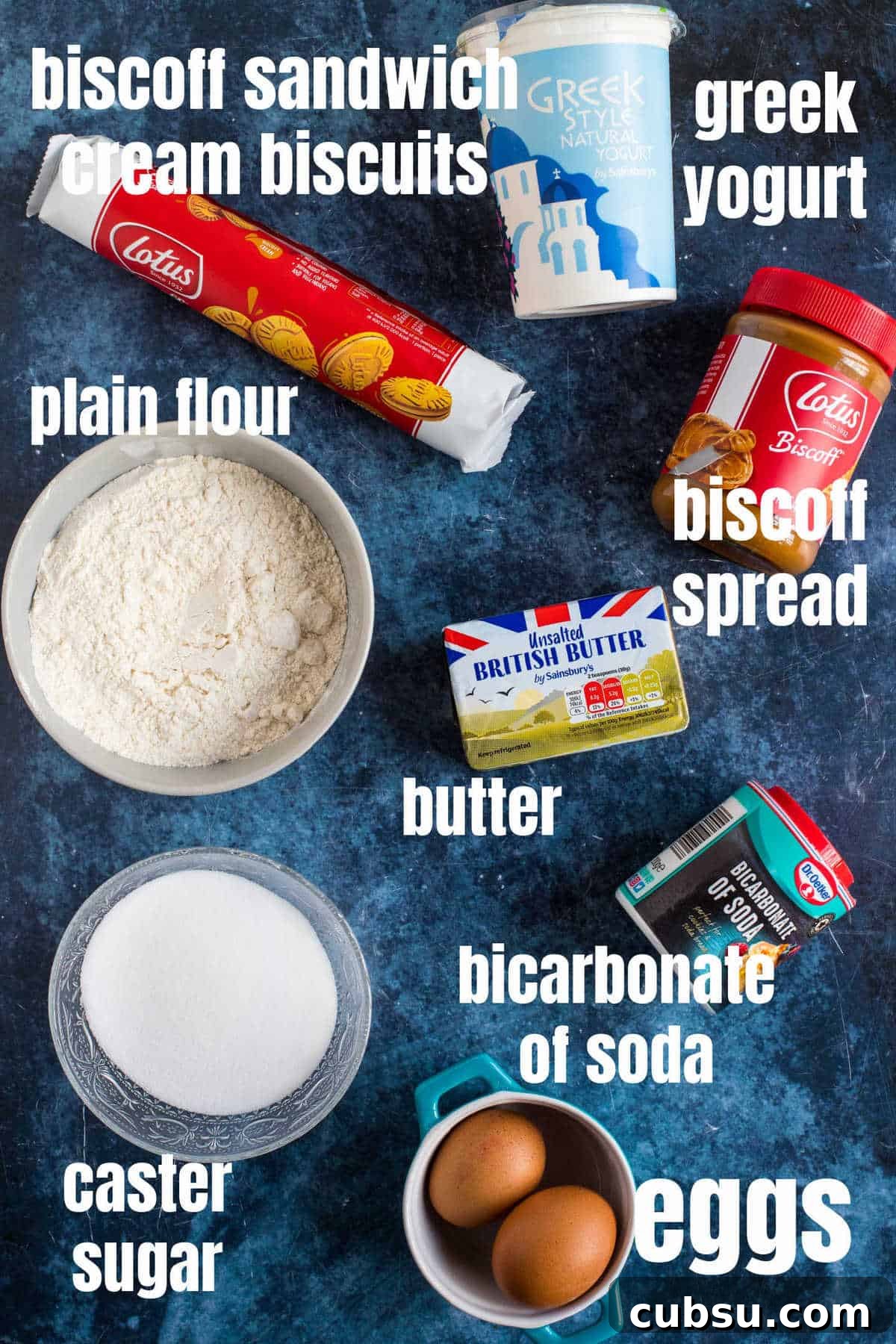 Ingredients for biscoff muffins.