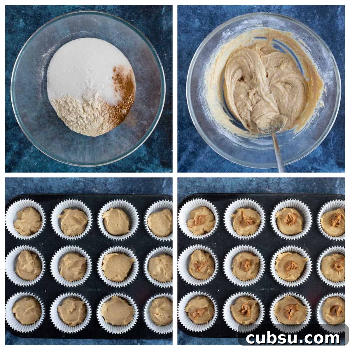 Step by step biscoff muffins.