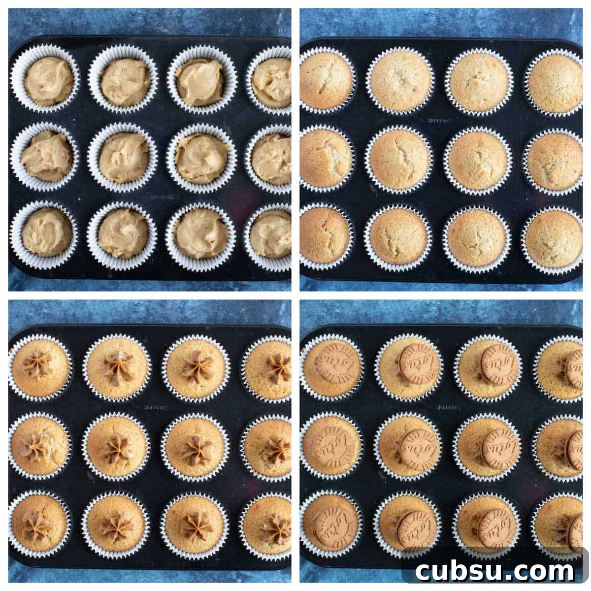 Step by step biscoff muffins part 2 collage.