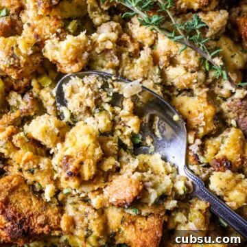 Classic Potato Bread Thanksgiving Stuffing with Spicy Sausage