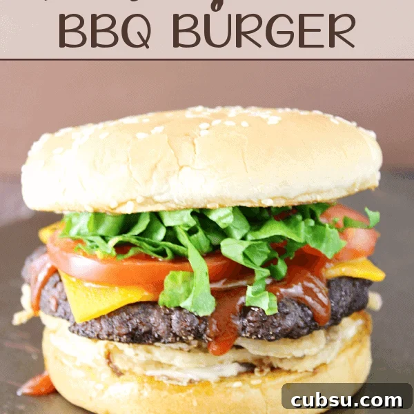 Copycat Red Robin Whiskey River BBQ Burger on a cutting board.