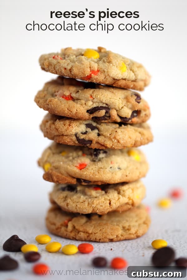 Reese's Pieces Chocolate Chip Cookies | Melanie Makes