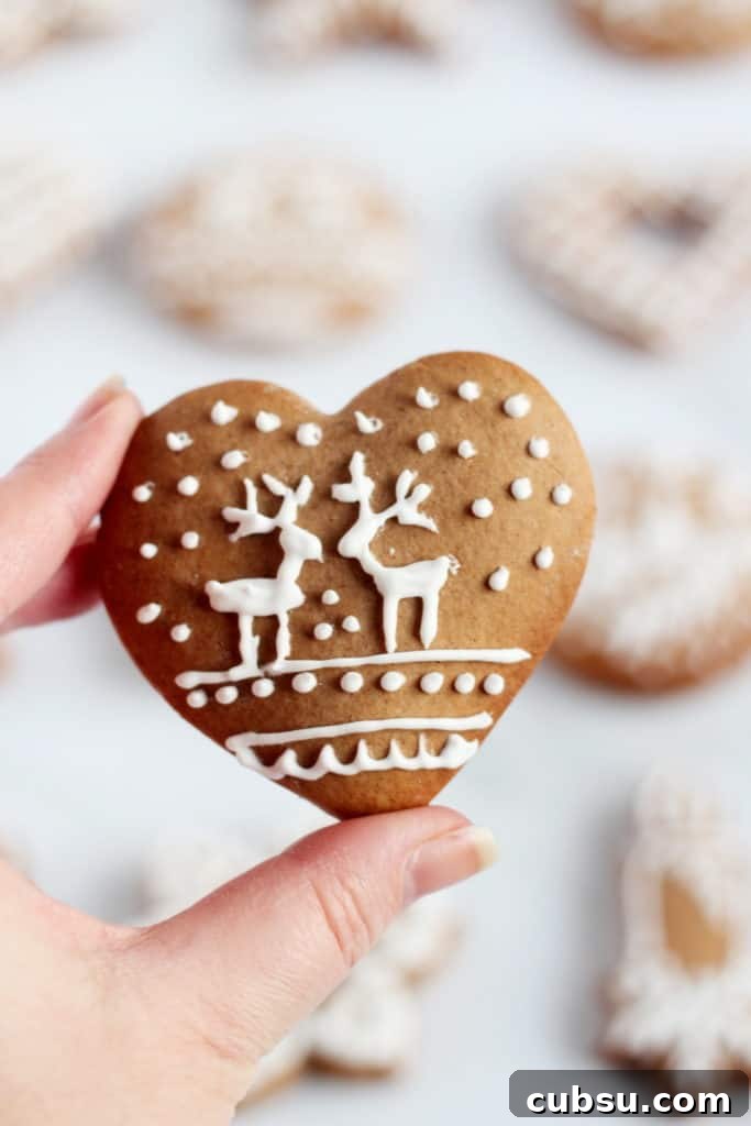 Gingerbread Soft Cookies (Perníčky) – Traditional Czech Recipe 4 heart ginger cookie decorated with cicing