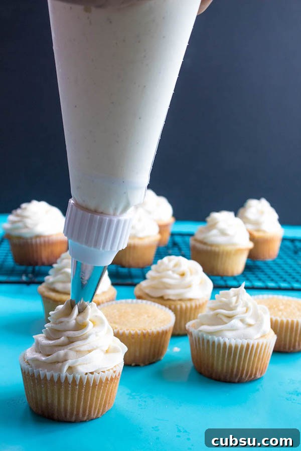 A light, fluffy, and dreamy Vanilla Buttercream Frosting. Perfect for frosting cakes, cupcakes, and more!