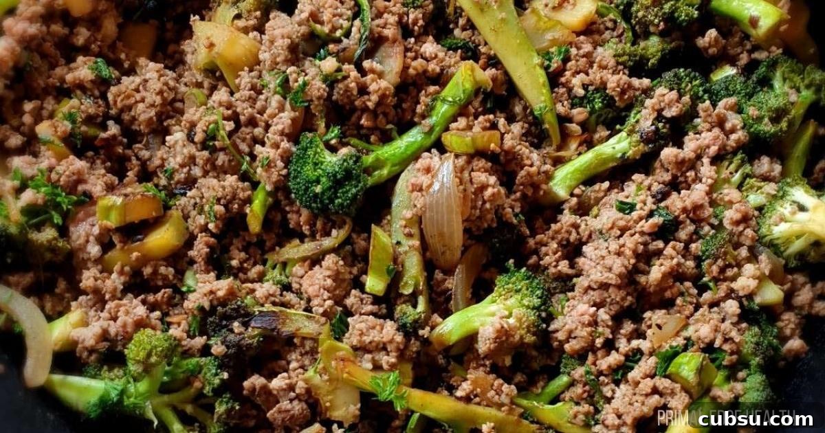 Ground beef and broccoli stir fry.