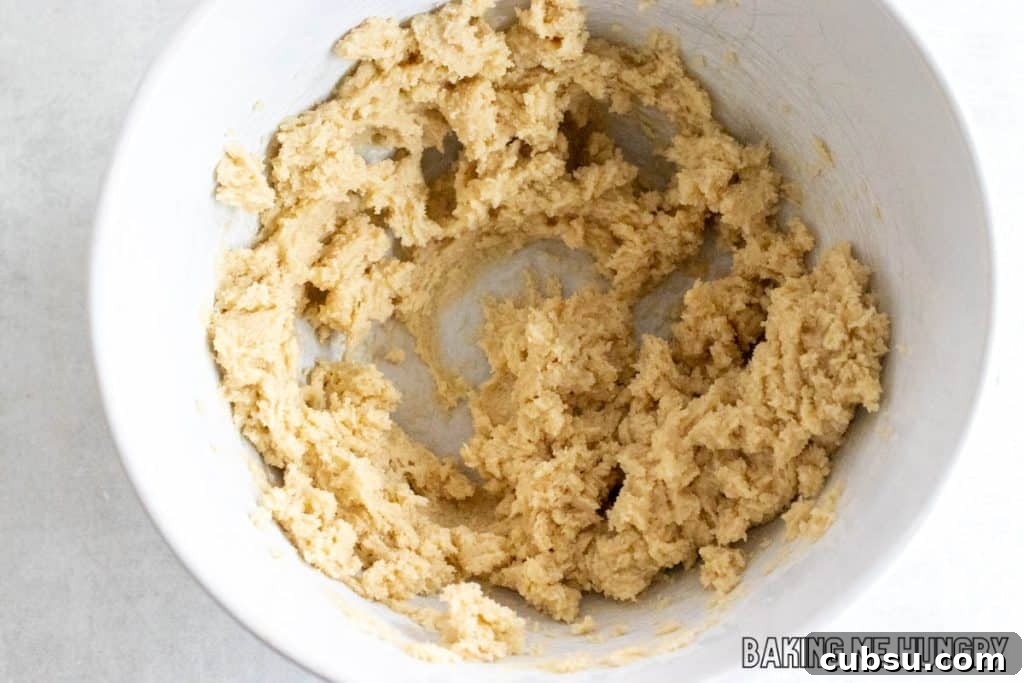 creamed butter and sugar in bowl