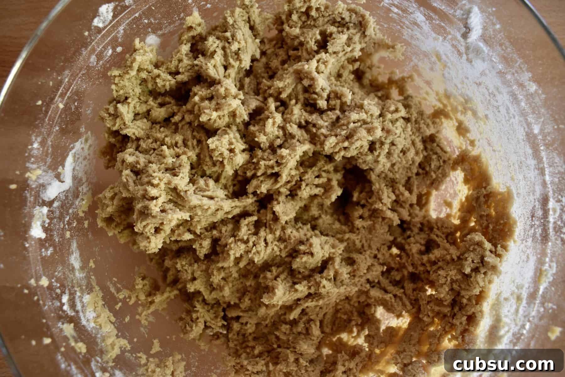 Chewy Cinnamon Sugar Blondies Recipe for Perfect Texture 4 batter in a glass bowl.