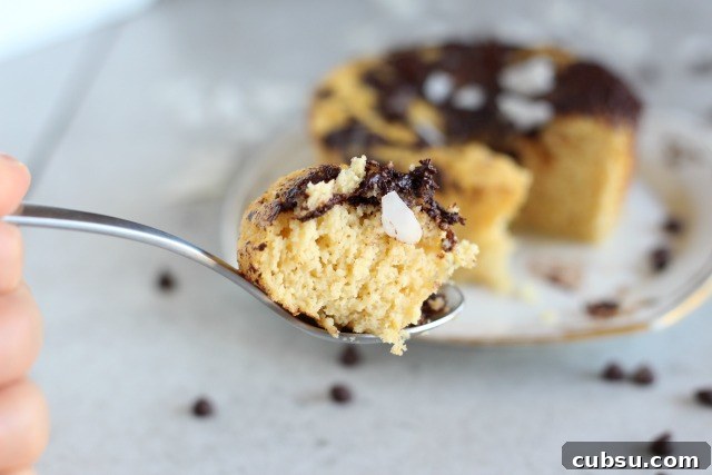 Healthy mug cake made with maple syrup