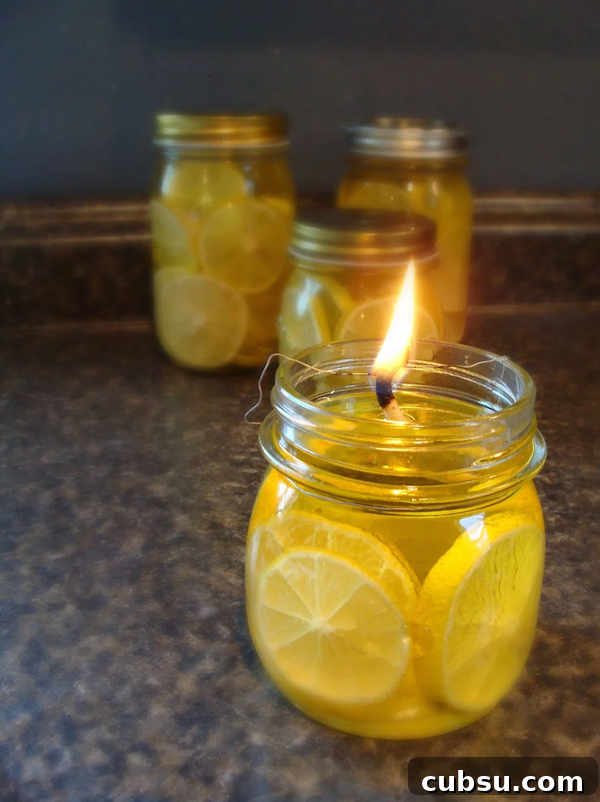 DIY oil lamp - a cute homemade lantern made with lemons! 