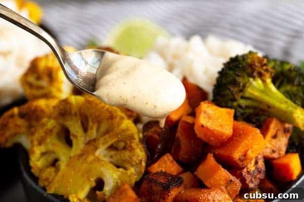 Indian Curry Vegetable Rice Bowls with Curry Yogurt Sauce