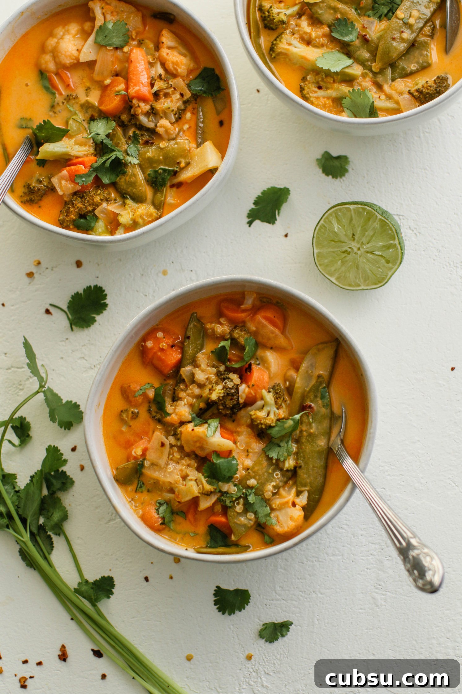 The Quickest Vegan Curry served in bowls by Flora & Vino