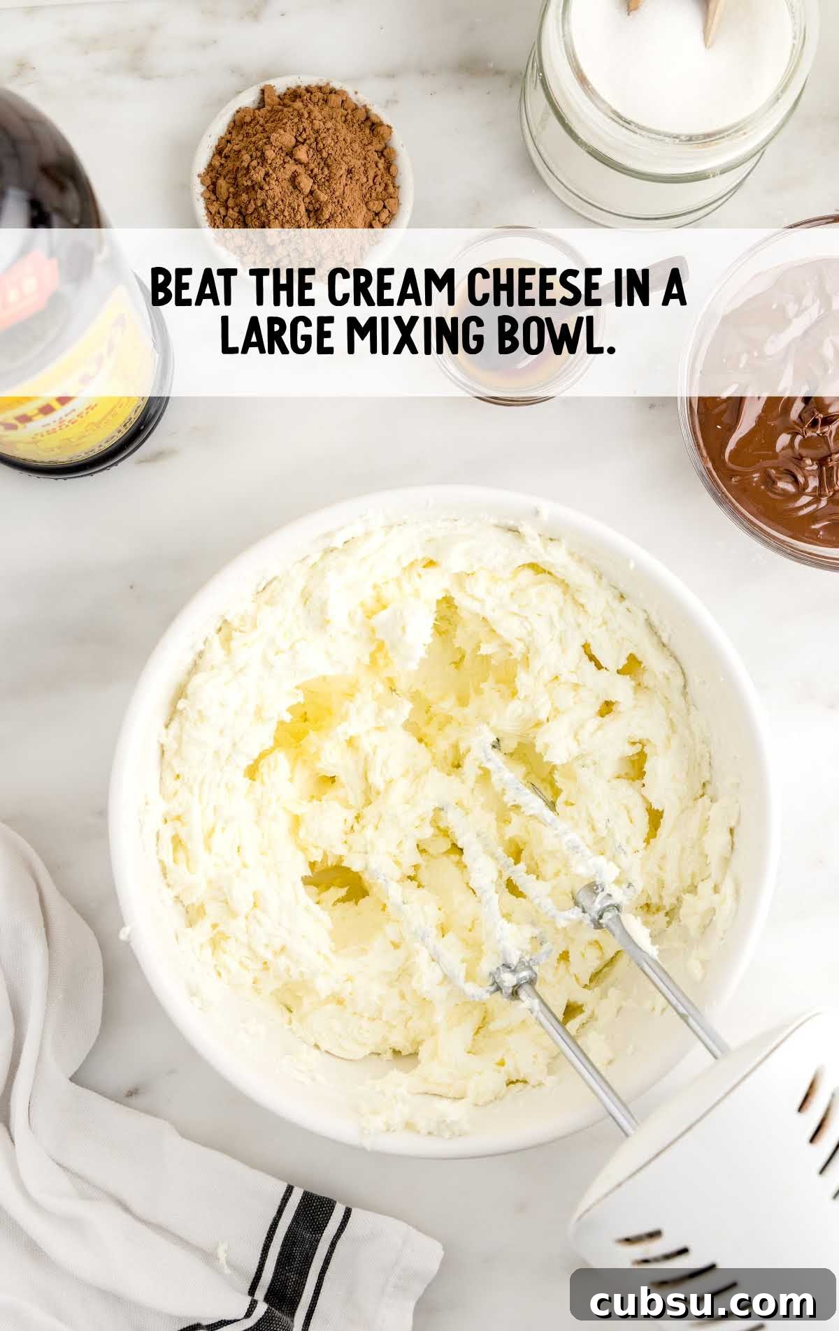 cream cheese blended in a bowl
