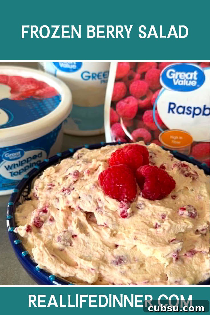 Pinterest picture of Frozen Berry Salad with the text of the title at the top.