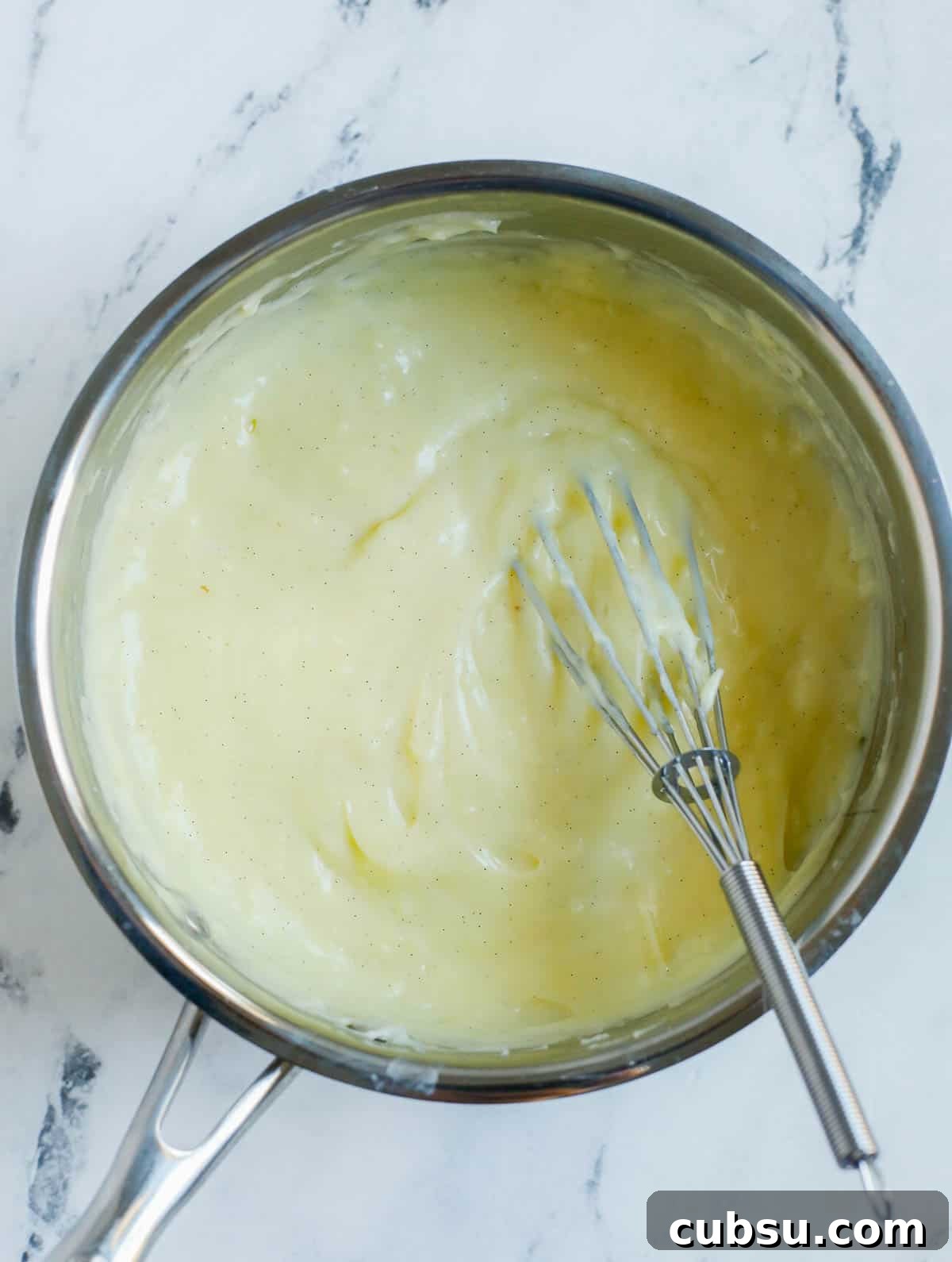 creme pattissiere in a pot.
