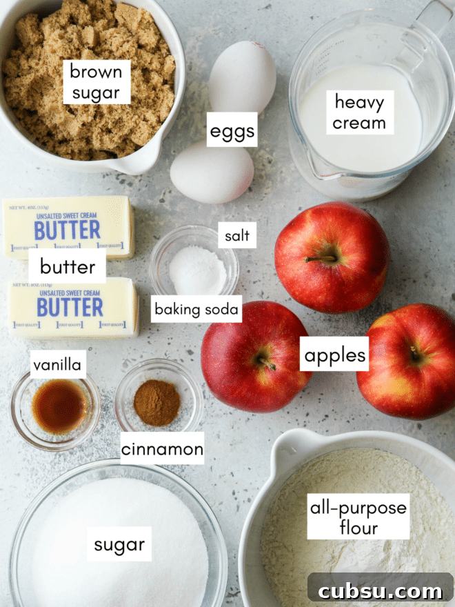 ingredients for caramel apple upside down cake