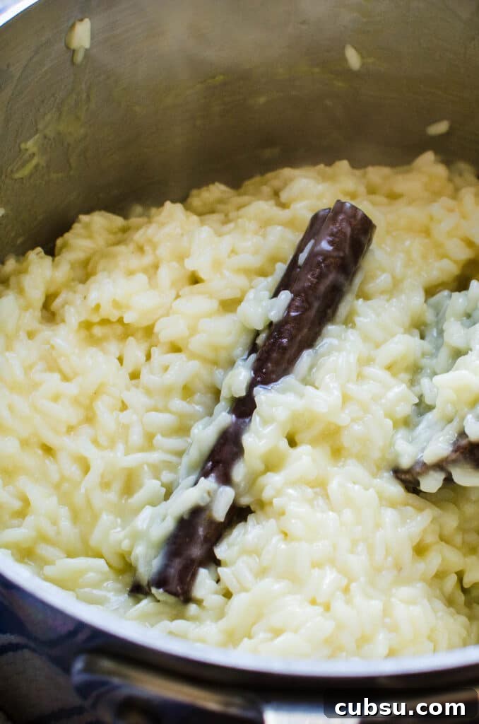 Coconut rice after simmering.