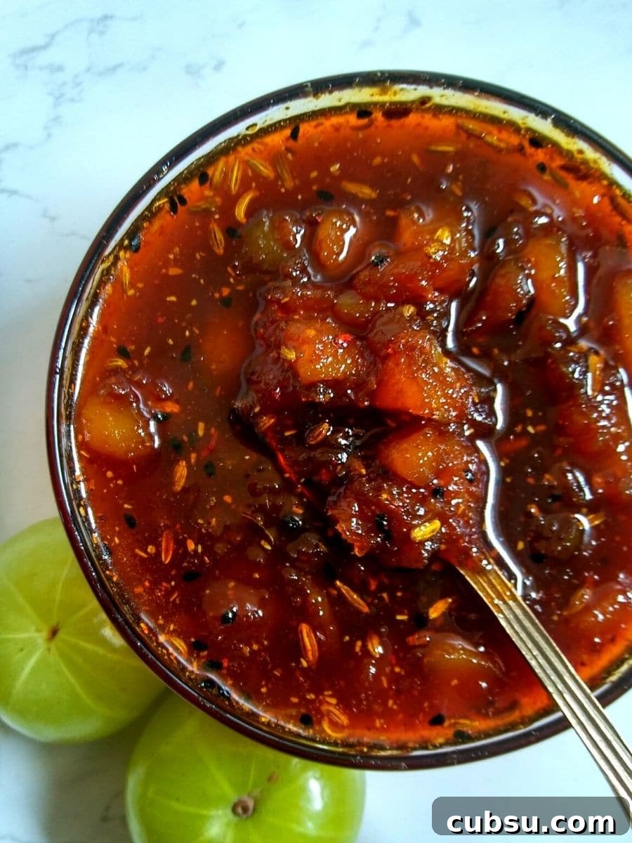 Gooseberry chutney in a bowl