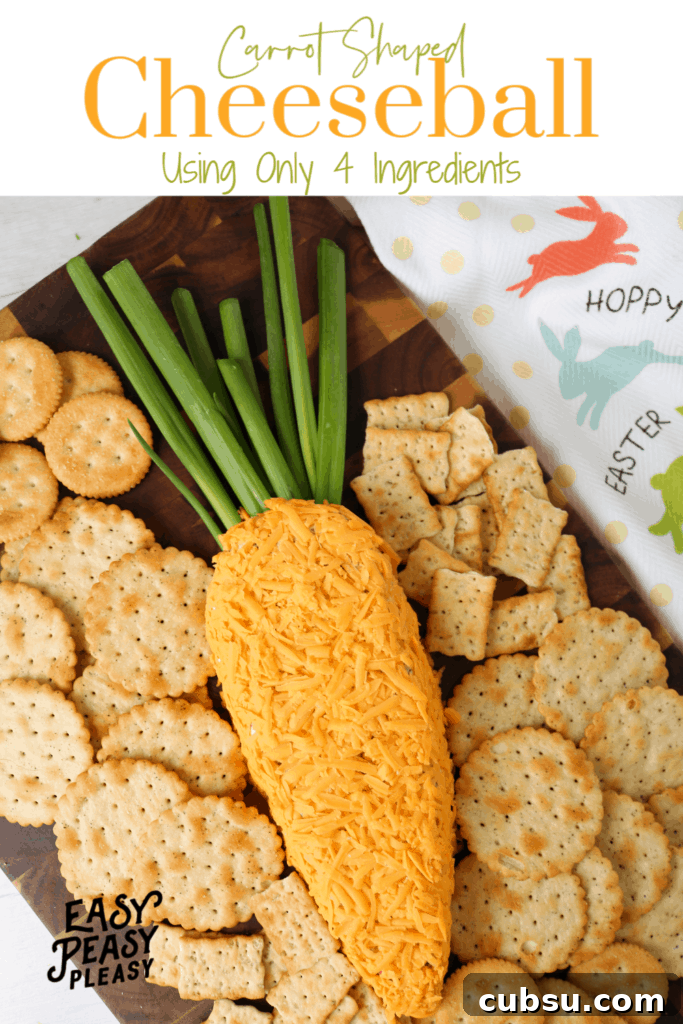 You only need 4 Ingredients to make this Easy Carrot Shaped Cheese Ball for Easter or any other time of year.