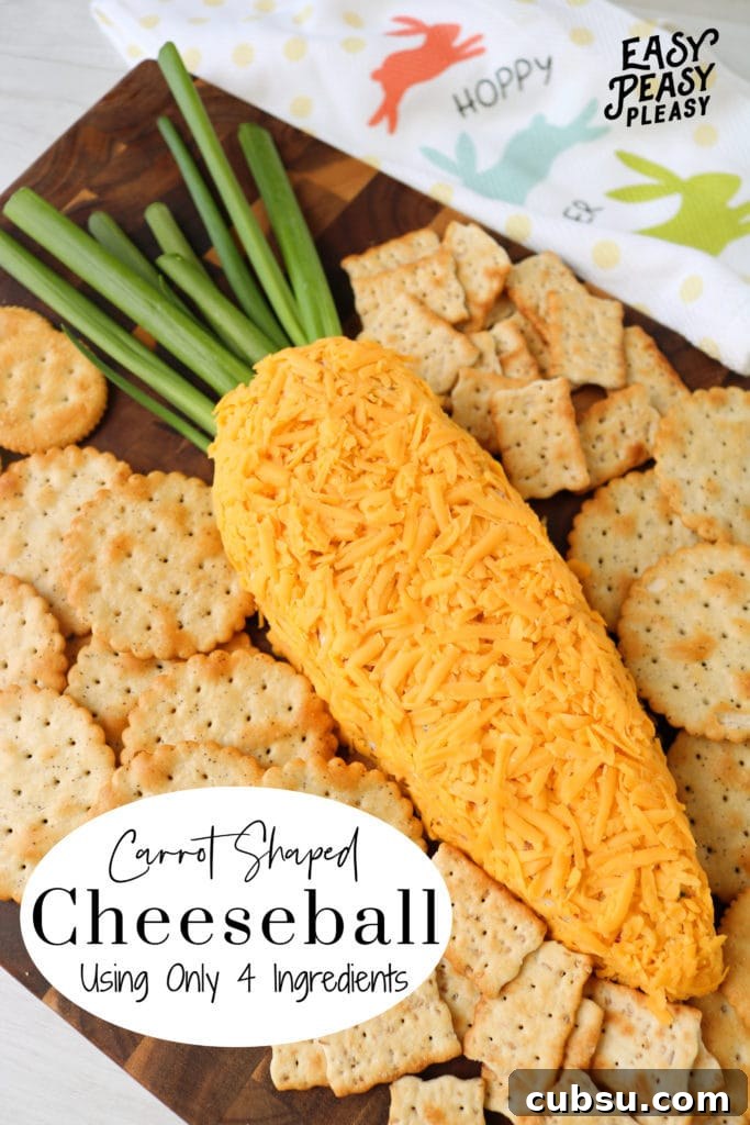 You only need 4 ingredients to mix up this cute Carrot Shaped Cheeseball.