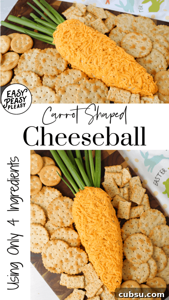 This 4 Ingredient Carrot Shaped Cheeseball makes the perfect snack or appetizer.