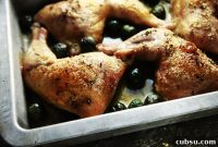 Crispy Roasted Chicken Legs with Olives and Lemon